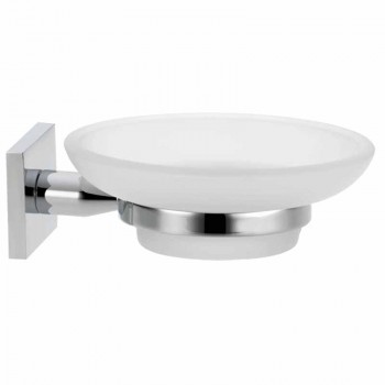 SOAP DISH HOLDER FROSTED GLASS WALL MOUNTED - VERDI DELTA CHROME 3060622 110 x 125 x 50mm