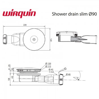 SHOWER TRAY DRAIN - WIRQUIN SLIM 501585-100